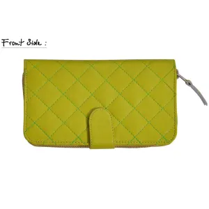 Women's Lime Green Quilted Wallet Purse