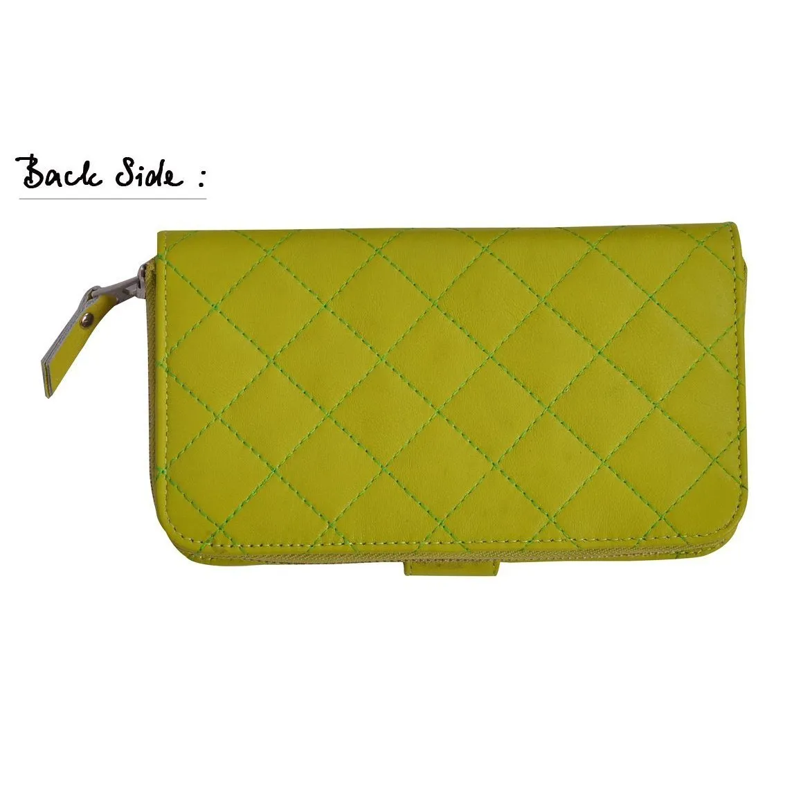 Women's Lime Green Quilted Wallet Purse