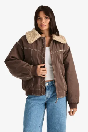 WRANGLER CARRIE BOMBER JACKET - WASHED BROWN