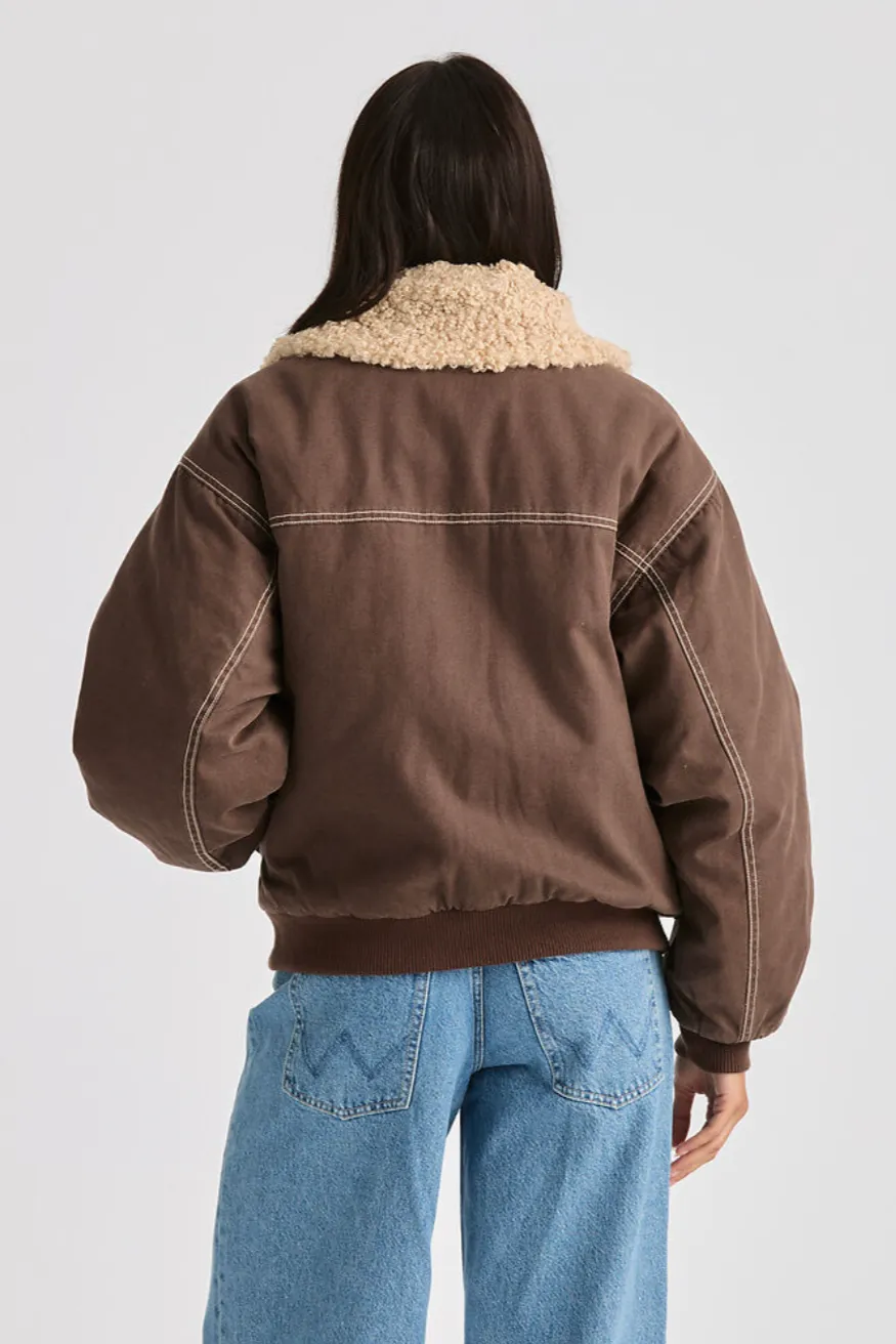 WRANGLER CARRIE BOMBER JACKET - WASHED BROWN