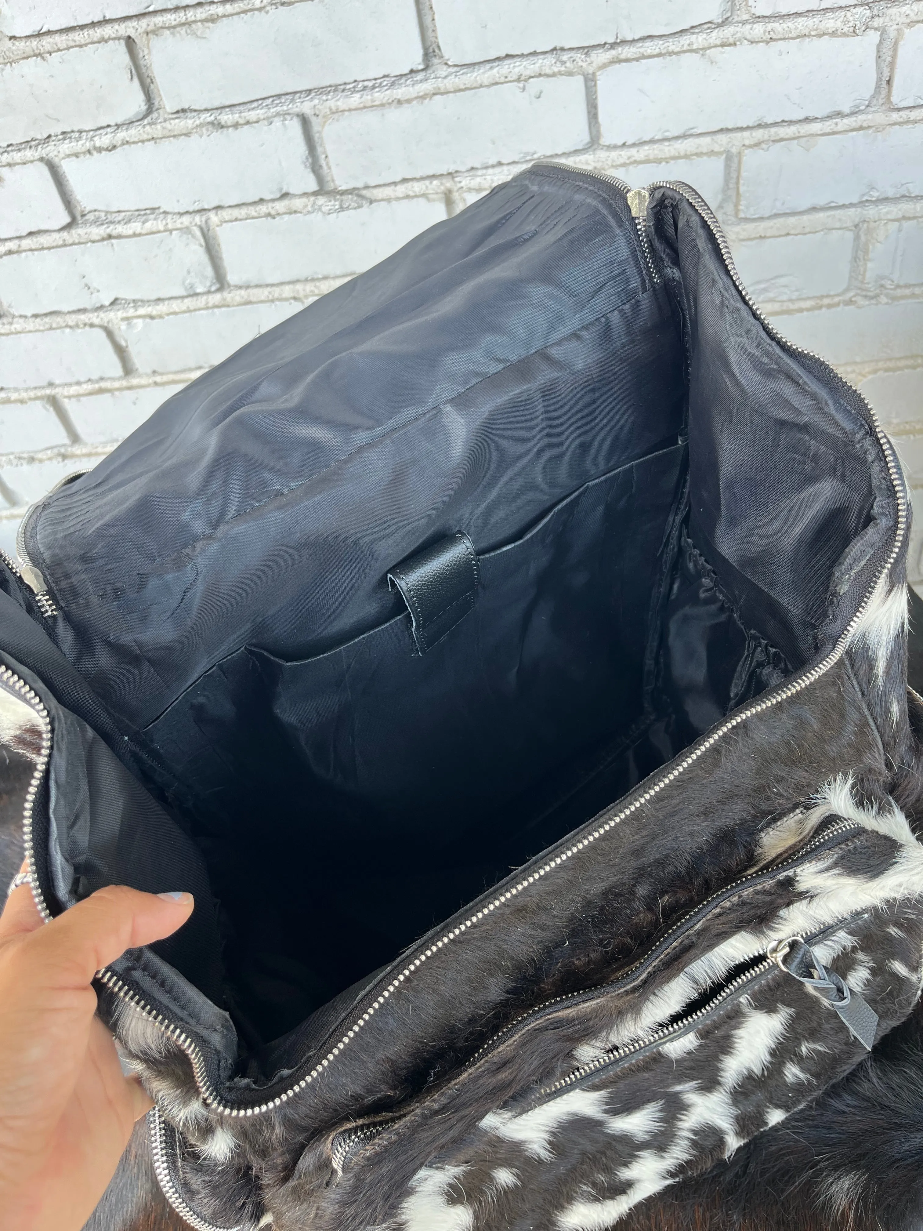 XL Cowhide   Black Leather Backpack