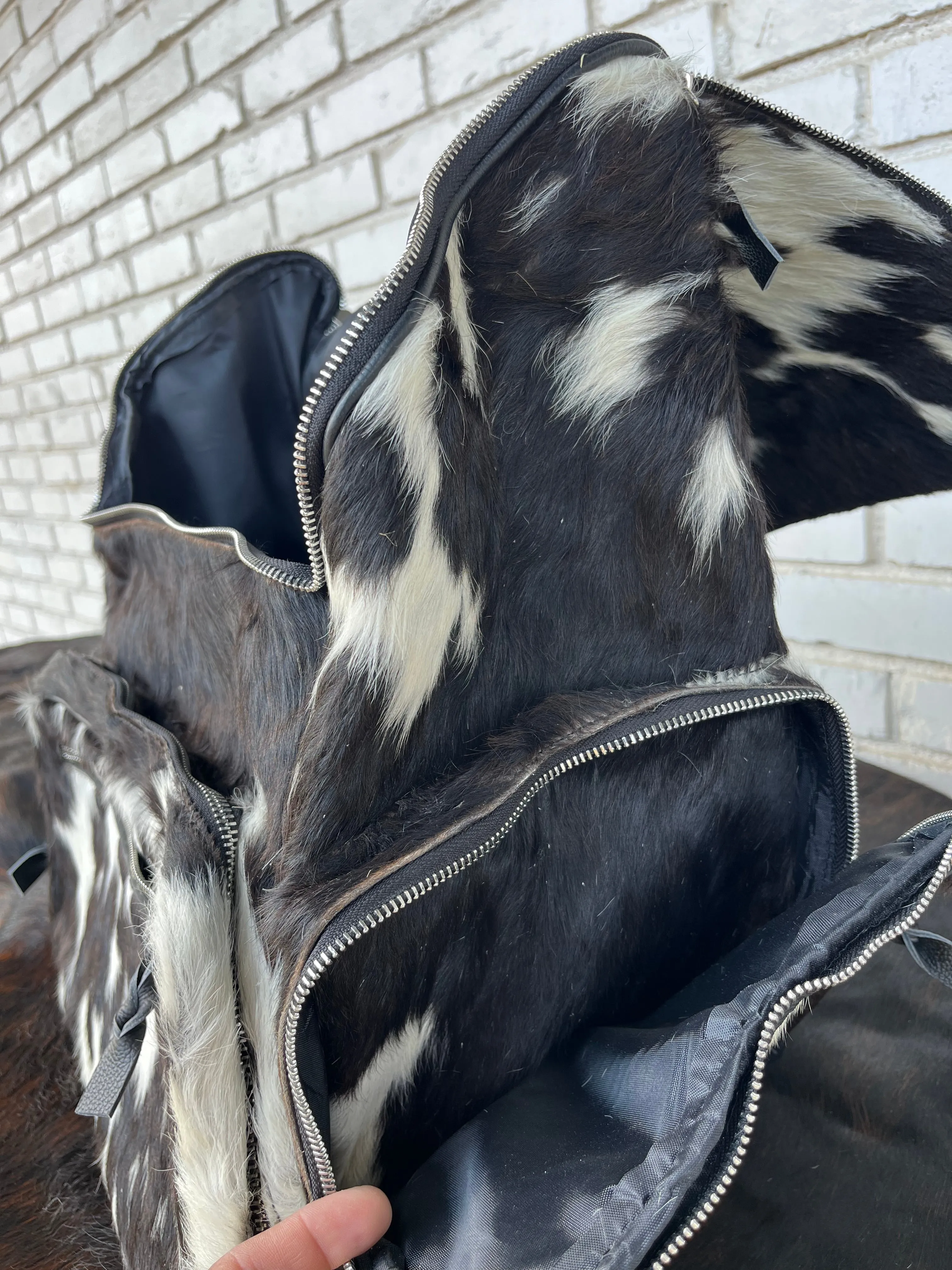 XL Cowhide   Black Leather Backpack