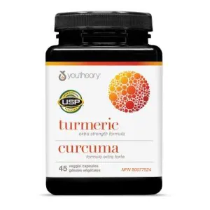 Youtheory Turmeric Extra Strength Formula, 500 mg 45 Veg Capsules