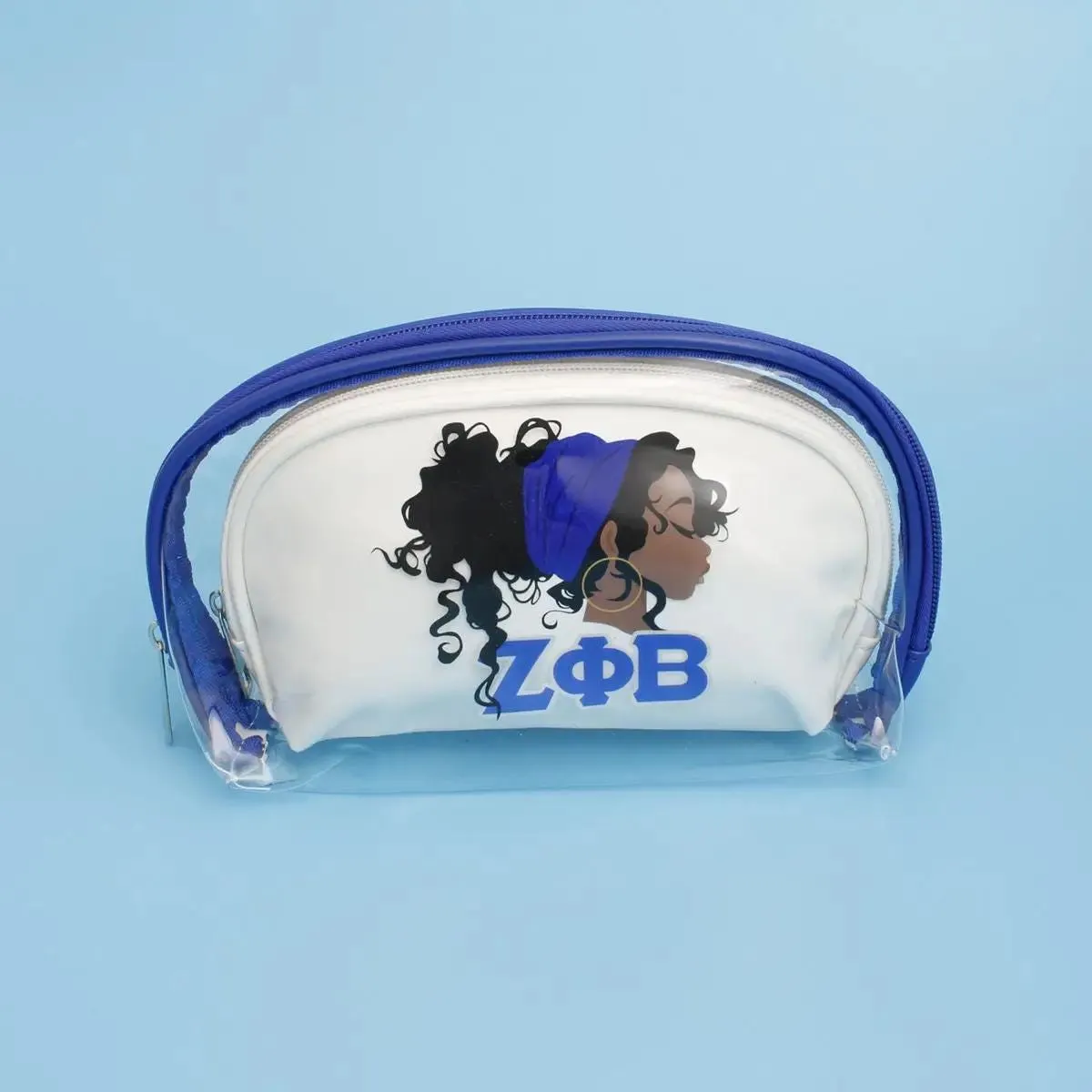 Zeta Phi Beta Sorority Cosmetic Pouch Set – Stylish Blue & White Travel Bags