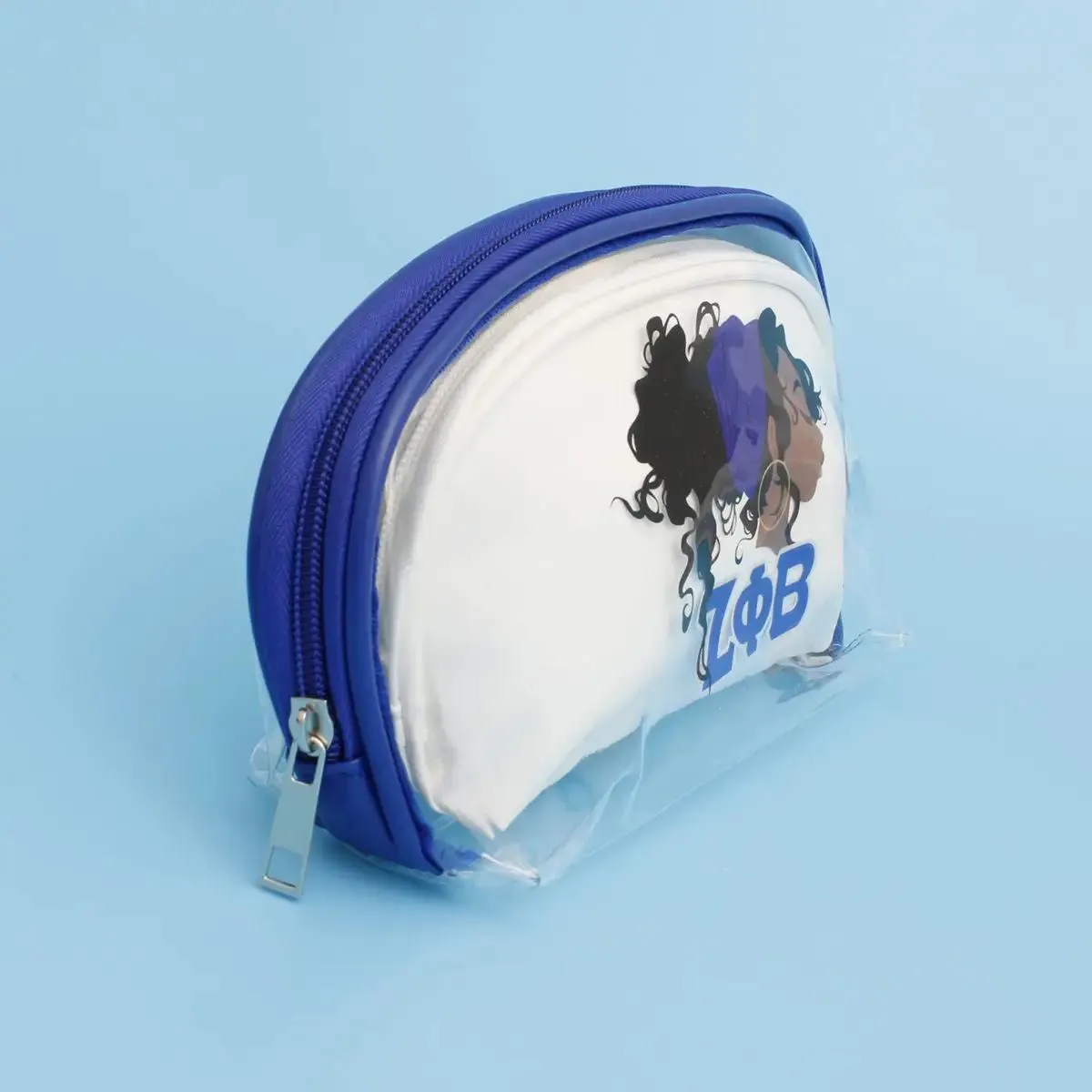 Zeta Phi Beta Sorority Cosmetic Pouch Set – Stylish Blue & White Travel Bags
