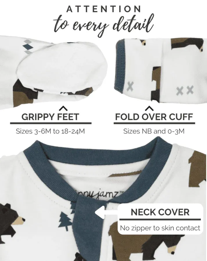 ZippyJamz Little Grizzle Footed Zipper Sleeper